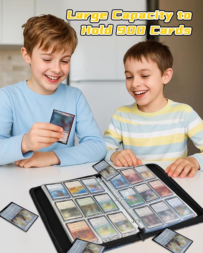 for 9 Pocket Card Binder for MTG, TCG, Game Cards Holds 900 Cards - Large Capacity Trading Card Collection Album Folder with Zipper for Men Boys Teens Flower Design for Sports Card