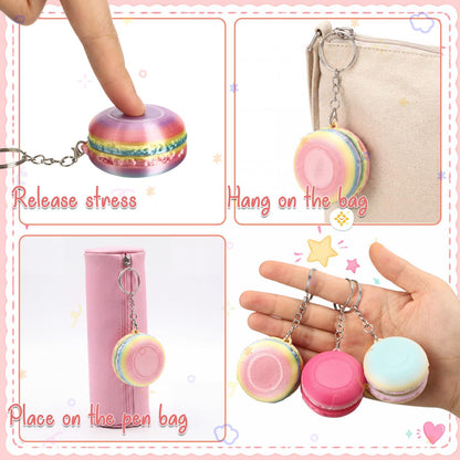 Kenning 12 Pcs Macaron Clicker Fidget Keychain, 3D Sensory Clicker Fidget Toys Decompression Button Relief Gifts for Adults, Coworkers, Summer, Graduation, Office & Party Favors