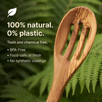 Salt & York 5-Piece Olive Wood Kitchen Utensil Set with Turner, Tongs, Slotted Spoon, Ladle and 12" Spoon, Farmhouse Style Kitchen & Cookware, Ideal for Entertaining, Wedding and Housewarming Gift