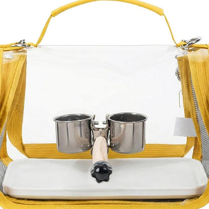 Breathable Bird Backpack, Transparent Travel Carrier, with Perch Stand, 35cm Ventilated Pet Bag with Clear Window Design, Bird Transport with Portable Style, Pet Carrier for Outdoor Travel Camping