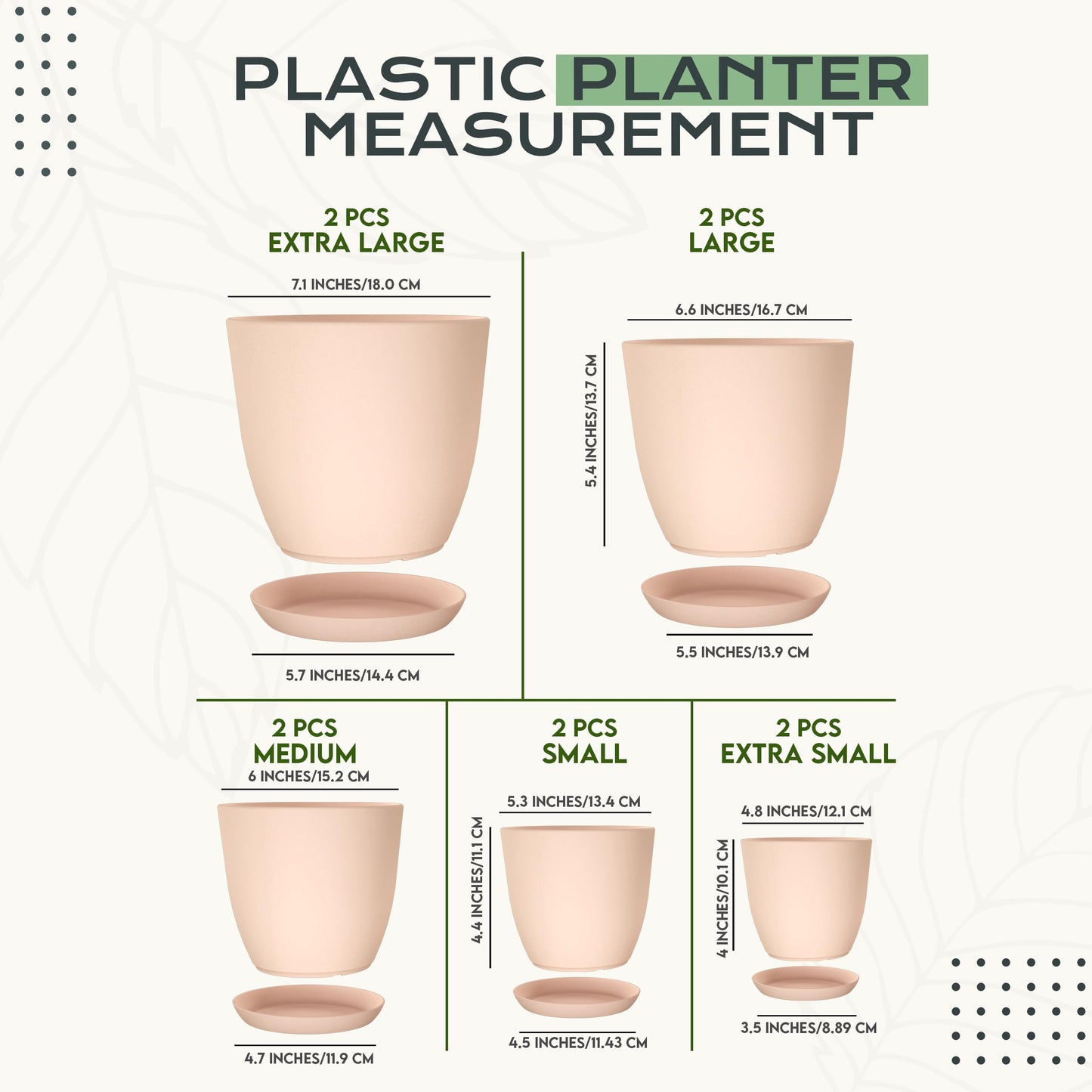 Utopia Home - Plant Pots Indoor with Drainage - 7/6.6/6/5.3/4.8 Inches Home Decor Flower Pots - Plastic Planters for Indoor Plants, Cactus, Succulents Pot (Pink, Pack of 10)