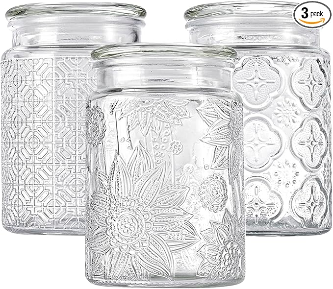 Adodeen 24oz Wide Mouth Mason Jars, 3-Pack Glass Jars With Lids, Pickle Canning Jars For Candy, Sugar, Coffee, Tea, Spice, Cookie, Dishwasher Safe