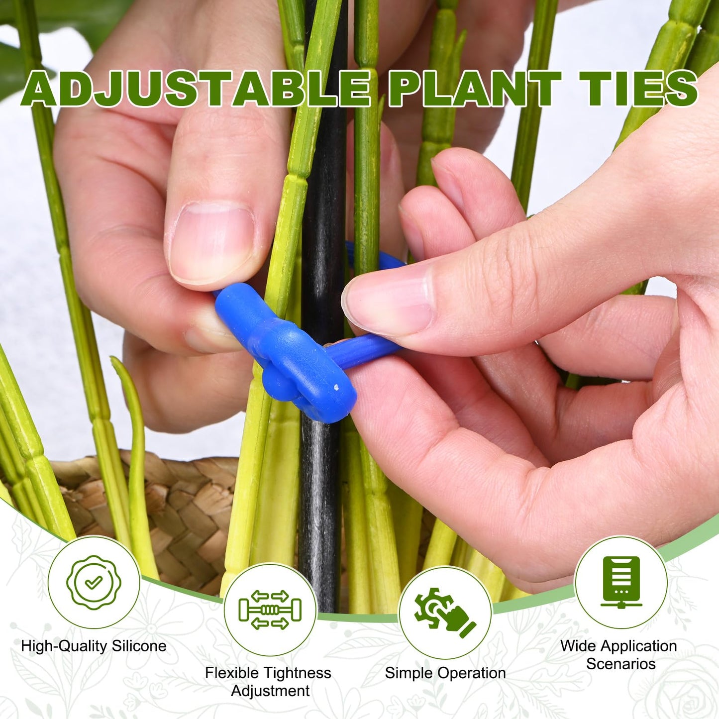 M METERXITY 12-Pack Adjustable Plant Ties, 12inch/30.48cm Silicone Flexible Multi-Function Sturdy Garden Twist Tie for Plant Support/Tree/Shrub/Vine, Reusable Support Twine [Blue]
