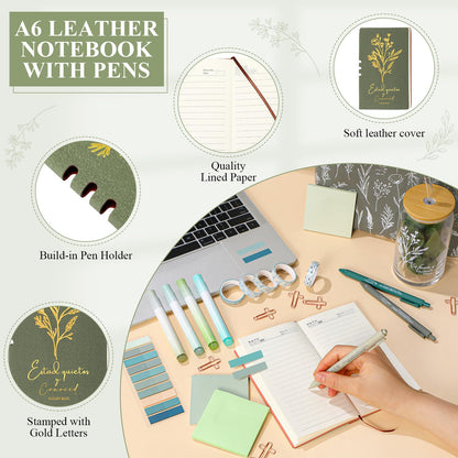 Singhoow 29 Pcs Bible Journaling Kit Regalos Cristianos En Español 16 oz Glass Cup Canvas Bag Leather Libretas Cristianas En Español Highlighter Pen Sticky Note Tapes for Church Fathers Day