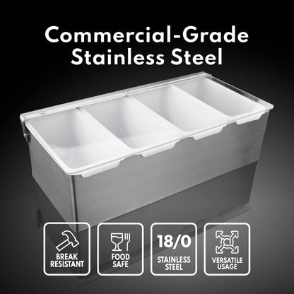 New Star Foodservice Multi-Compartment Restaurant-Grade Condiment Dispensers with 3 Compartments, Silver, Stainless Steel