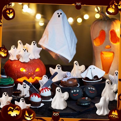 Thyle 60 Pcs Halloween Mini Ghosts Figurines, Cute Resin Ghosts Decorations, Spooky Tiny Sculptures for Halloween Tiered Tray Decor Party Favors Dollhouse Micro Home Tabletop Ornament (Boo Ghost)