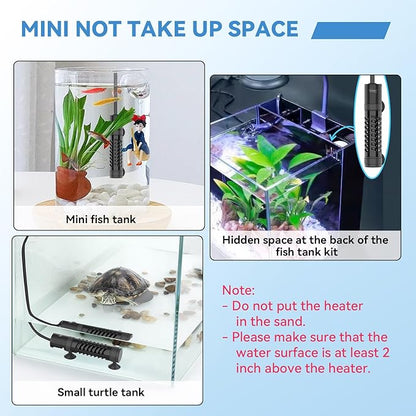 hygger Ceramic Submersible Aquarium Heater, New Explosion-Proof Fish Tank Water Heater with External Temp Controller Auto Thermostat Heater for Saltwater Freshwater (15W for 1~5 Gallon)