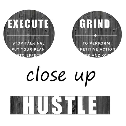 Motivational Wall Art Execute Grind Hustle Inspirational Poster 3 Pieces Canvas Prints Artwork for Living Room Modern Home Decor Painting Pictures Stretched and Framed Ready to Hang [48''Wx 24''H]