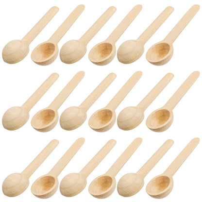 Tebery 60PCS Mini Wooden Spoons Small Bath Salt Spoon Candy Spoon Baby Spoon for Spice Jars Seasoning Honey Coffee