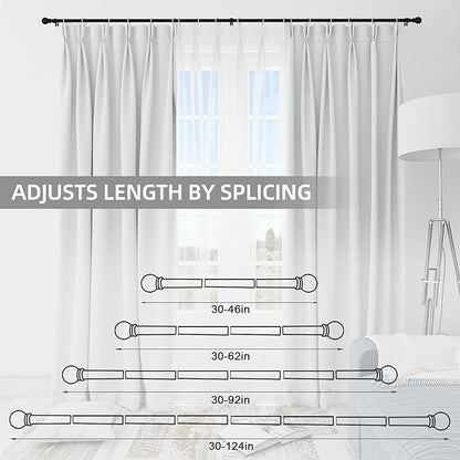 Thestoa Curtain Rods for Windows 48 to 84-92 inch, 5/8" Matte Black Curtain Rod, Stainless Steel Small Curtain Rods for Bedroom, Living Room,Kitchen,Farmhouse, Outdoor Curtain rod Black