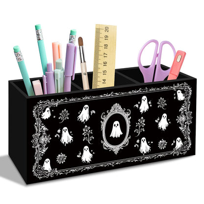 nvucamd Cute Ghosts Pen Pencil Holder for Desk, Witchy Gothic Ghost Office Desk Accessories, Halloween Spooky Ghosts Pen Holders Organizer for Home Office Classroom Bathroom