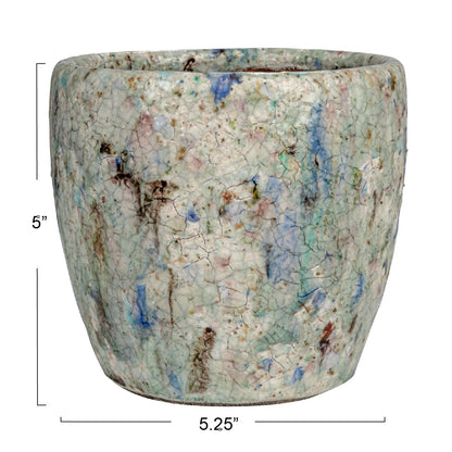 Creative Co-Op Terra-Cotta Planter with Crackle Glaze, Blue