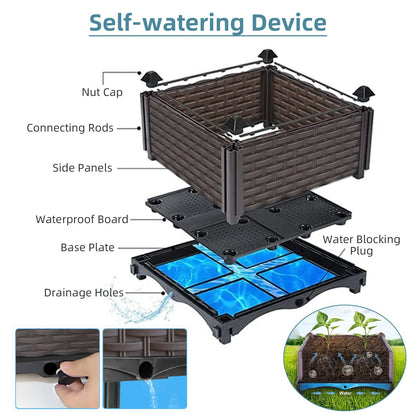 Large Raised Planter Box Outdoor Self Watering 94.4"x15.7"x19.7", Deep Raised Garden Bed - Elevated Garden Box with Drainage Plug, Rectangular Garden Planter Perfect for Patio Balcony Deck