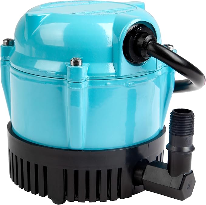 Little Giant 1-AT 115-Volt, 1/200 HP, 170 GPH Small Submersible Permanently Oiled Pump for Fountains, Water Displays and Air Conditioners, 10-Foot Cord, Blue, 500286