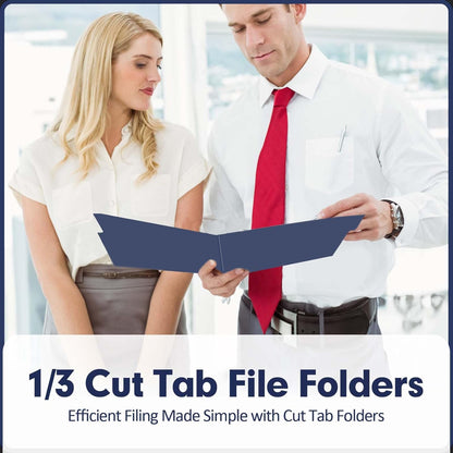 File Folder, PANDRI 120 Pack File Folder, 1/3 Cut Tab, Letter Size, Filing Folder for Office School Business, Dark Blue