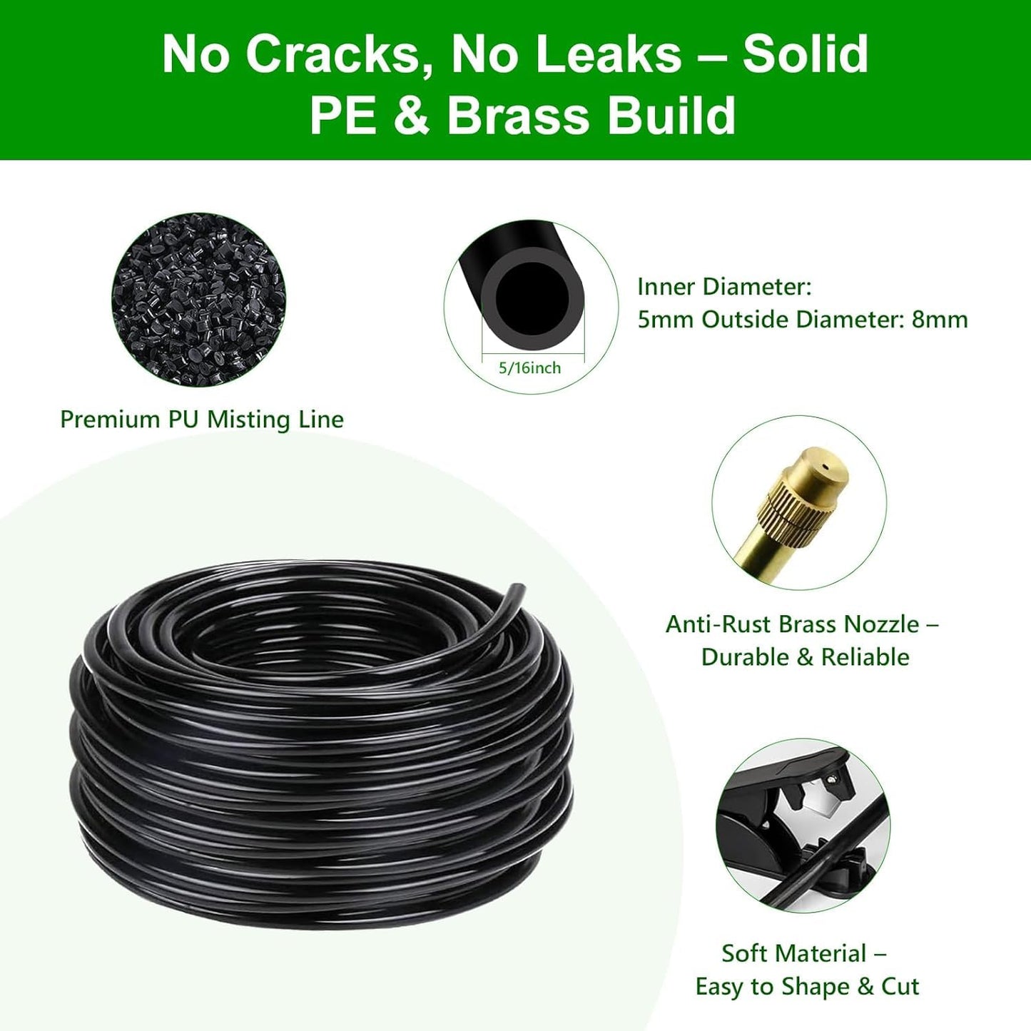 HEKIWAY 120FT Drip Irrigation System for Garden – Automatic Watering Kit with Solid Brass Metal Connectors, 360° Bendable Tubing &40 Adjustable Nozzles for Greenhouse, Lawn, Yard & Plants