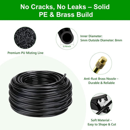 HEKIWAY 120FT Drip Irrigation System for Garden – Automatic Watering Kit with Solid Brass Metal Connectors, 360° Bendable Tubing &40 Adjustable Nozzles for Greenhouse, Lawn, Yard & Plants