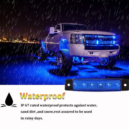 PSEQT 10 Pcs LED Rock Strip Lights Car Exterior Underglow Wheel Fender Well Lighting Kits Waterproof for Golf Cart Wrangler Offroad Truck RV UTV ATV Snowmobile (Blue)