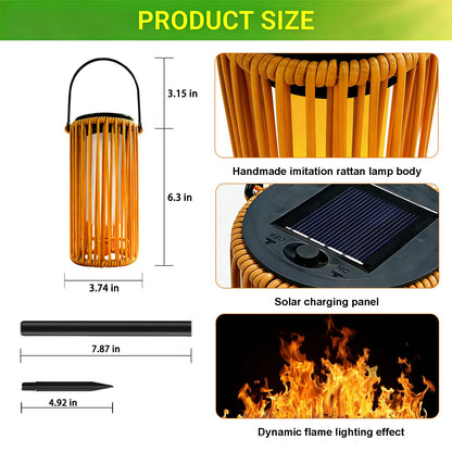 Amugmilk Solar Pathway Lights Outdoor Hanging Garden Decorations,Solar Lanterns Waterproof Flickering Flame Gifts for Women Mom Grandma,Decorative Lantern Stakes Outside for Lawn Yard Porch Tree