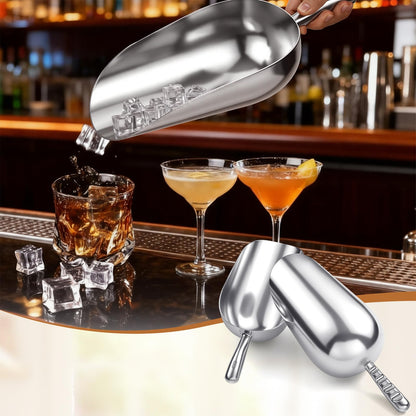 Teecyhooo 2 Set 85 oz Aluminum Ice Scoop with Holder Large Metal Utility Scoop Professional Grade Scooper for Ice, Flour, Candy, Sugar, Rice, Popcorn, Coffee, and Beans for Home or Commercial Kitchens