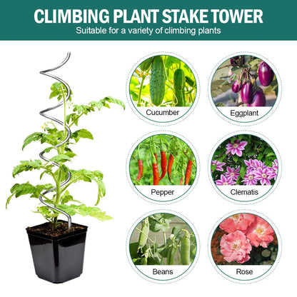 LAKNUAL 58" Galvanized Plant Supports Spiral Tomato Cages, 10 Pack Metal Twisted Tomato Stakes Climbing Plant Stake Tower Outdoor Indoor