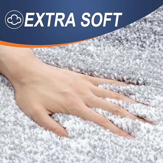 OLANLY Bathroom Runner Rugs Mat 59x24, Extra Soft Absorbent Microfiber Bath Rugs, Rubber Backing, Quick Dry, Washable Long Bath Mats for Bathroom, Tub and Shower, Home Decor Accessories, Light Grey