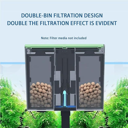 Aquarium Filter Hang on Fish Tank Filters Adjustable Ultra-Quiet Powerful U-V Fish Tank Filter for Aquariums Up to 45 Gal, Green Clean Machine