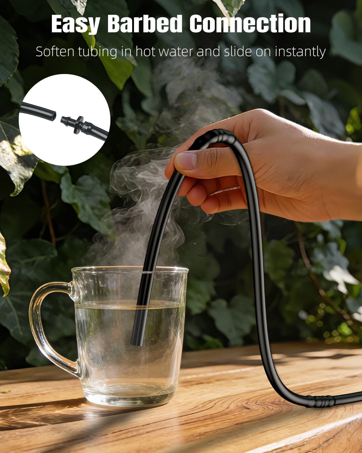 Pawfly 100 ft 1/4 Drip Irrigation Tubing, 1/4" Emitter Tubing with 6" Spacing, Polyethylene Drip Line with 12 Parts, Black Distribution Tubing for Drip Irrigation System, Drip Irrigation Hose Roll