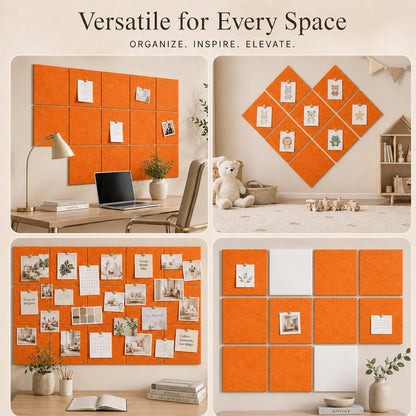 Baysola Felt Bulletin Board Panels 48 x 36 Inch Self Adhesive Wall Tiles Cork Board Alternative for Office Classroom Photos Notes 12 Pack