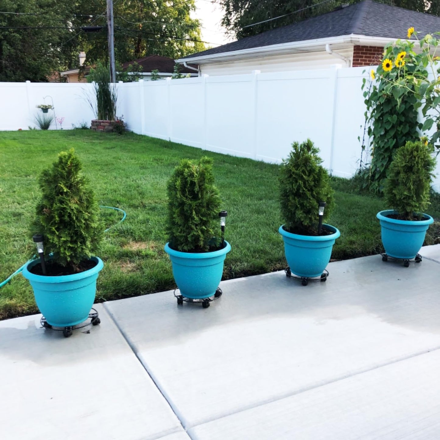 Yiksonyo 4 Pack 12" Plant Caddy with Wheels, Heavy Duty Metal Plant Stand on Wheels Indoor & Outdoor, Smooth Rolling Planter Caddy with Locking Casters for Pots, Trees, Vases