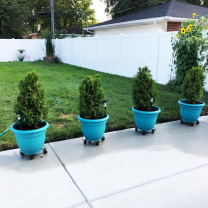 Yiksonyo 4 Pack 12" Plant Caddy with Wheels, Heavy Duty Metal Plant Stand on Wheels Indoor & Outdoor, Smooth Rolling Planter Caddy with Locking Casters for Pots, Trees, Vases