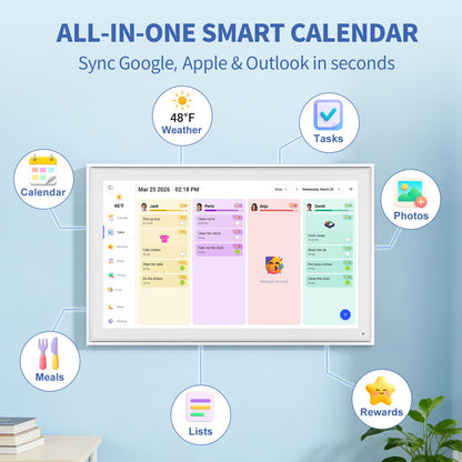 LiviNGPAi 21.5" Digital Calendar & Chore Chart, 1080P Full HD Touchscreen Smart Family Planner with WiFi Sync, Digital Wall Calendar for Home and Office