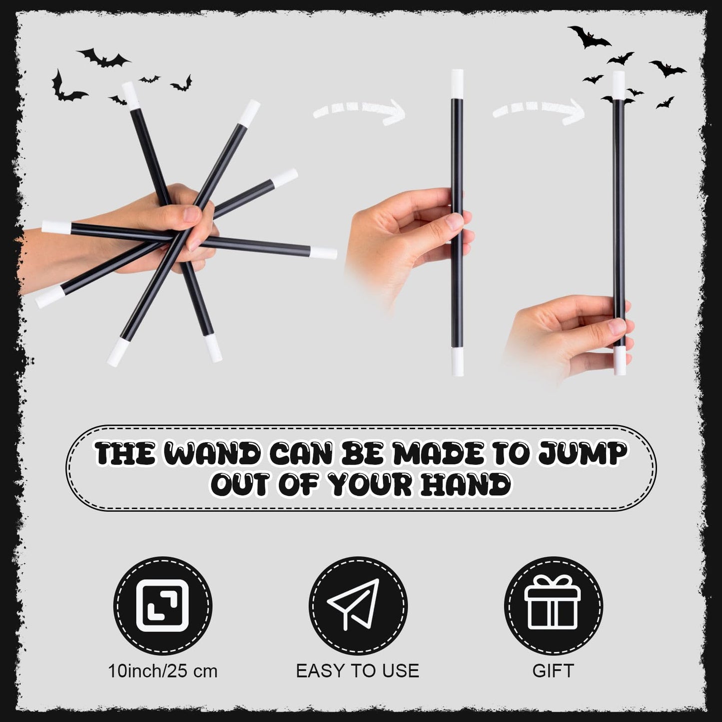 Gejoy 84 Pcs 10 Inches Plastic Magic Wand Black and White Spell Casting Stick Magician Wand for Witch Magician Costume, Halloween Party Favors, Birthday Games Kit