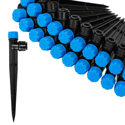 The Bundle of MIXC 20 Pack Quick Connector Drip Emitter Stream and MIXC 100FT 1/4 Inch Distribution Tubing Black