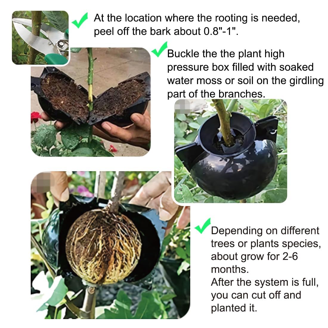 RIZTGAE 20 Pcs Air Layering Pods,Reusable Air Layering Propagation Kit Grafting Kit Plant Root Growing Box for Fast Propagation Plant Rooting Ball Plant Propagation Station Tree Grafting Supplies