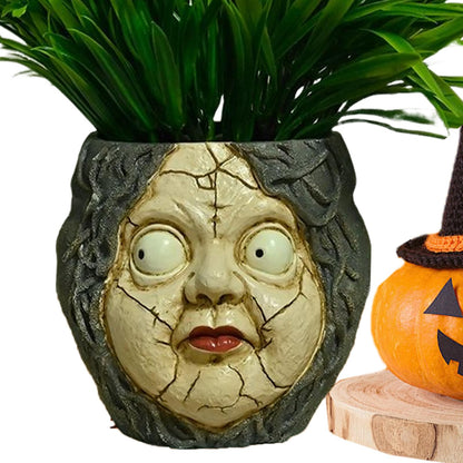 Face Pots for Plants - Abstract Head Planter, Resin Sculpture | Indoor Outdoor Garden Decoration for Patio Bookshelf Windowsill offlce Desk Balcony Halloween Kids Family Tabletop Friends Gift Use