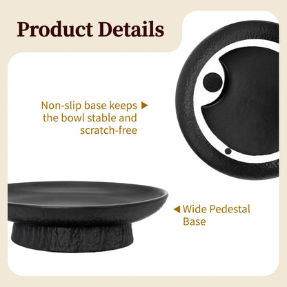 seicasaya 11 Inch Fruit Bowl Matte Black Ceramic Decorative Pedestal Centerpiece (Black)