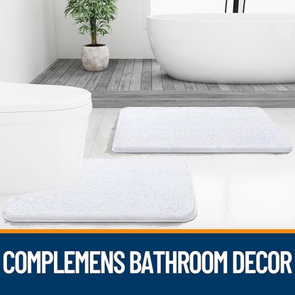 OLANLY Large Bathroom Rugs 47x32, Extra Soft Absorbent Chenille Bath Rugs, Rubber Backing Quick Dry, Machine Washable Bath Mats for Bathroom Floor, Tub and Shower, Home Decor Accessories, White
