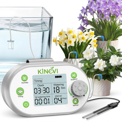 Automatic Plant Waterer, Plant Watering Device for 15 Pots, Indoor Plant Watering System, Auto Drip Irrigation Kit Programmable Water Timer with Smart Humidity Detection