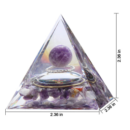 Orgone Pyramid - Positive Energy Source for Meditation, Stress Relief, Wealth Attraction | Crystal Pyramid Orgonite with Protection Crystals | Ideal Energy Generator & Stylish Room Decor