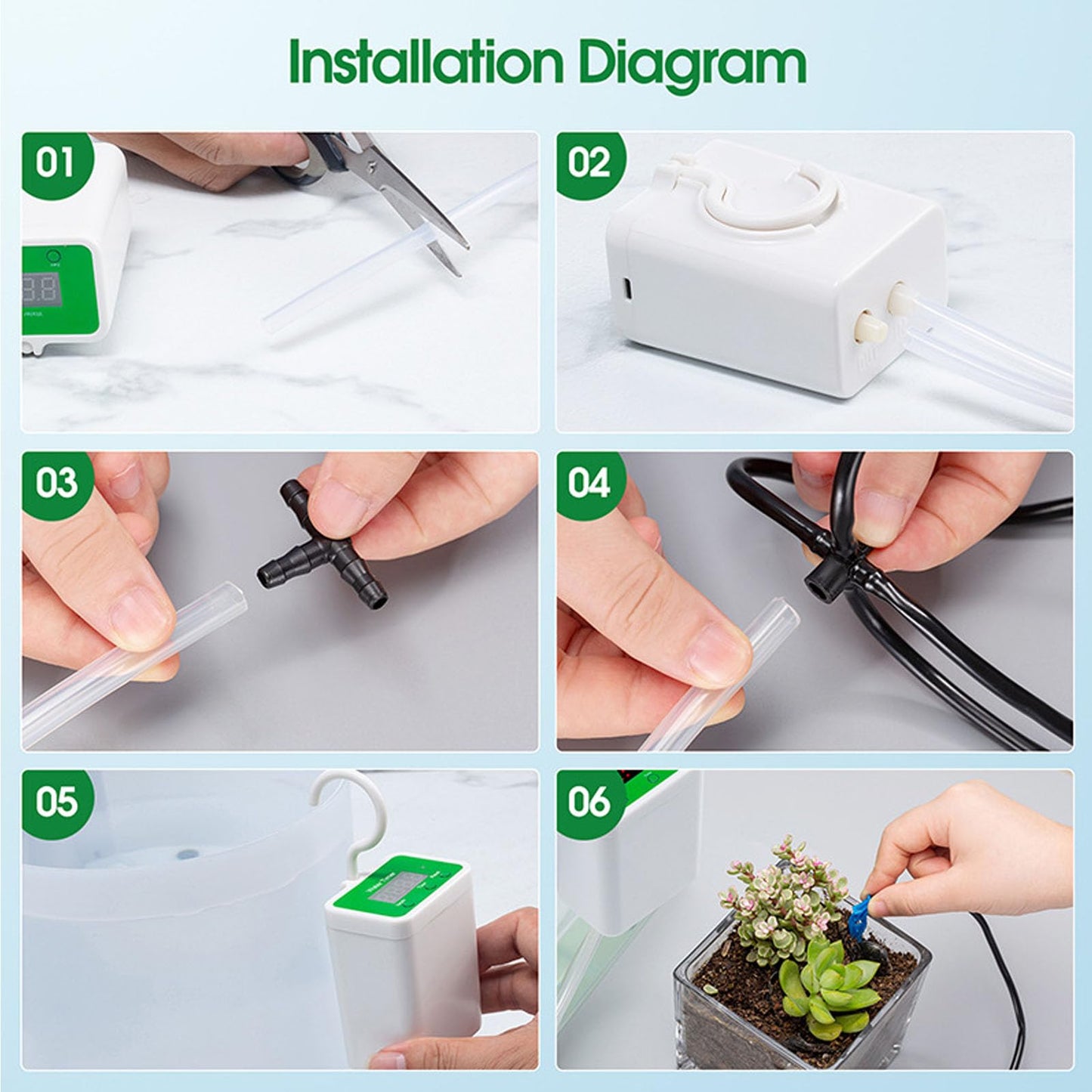 FLEXMAN Automatic Watering System, Indoor Self Automatic Plant Waterer for 12 Potted Plants, Flower Plant Drip Irrigation Kit with Tee Joints and Tubes for Potted Plants, Succulent