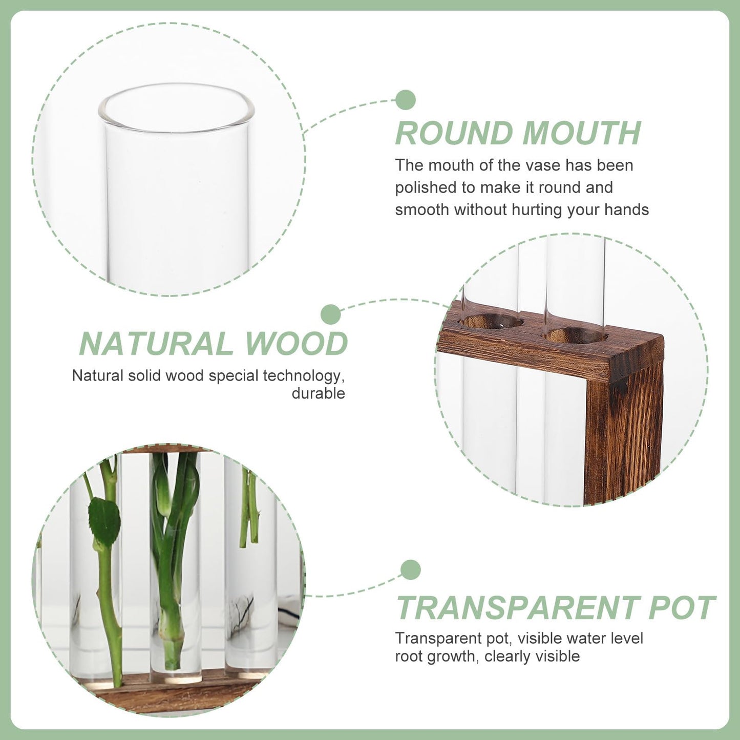 MUCKLILY Glass Test Tube Vase Hydroponic Planter Large Plant Terrarium Container for Home Décor and Water Planting