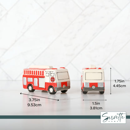Novelty Ceramic Salt and Pepper Shaker - Firetruck