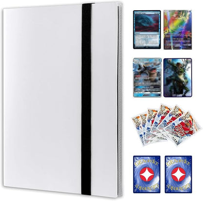 GEAoffice Card Binder, 9 Pockets Trading Card Album Folder, 360 Side Loading Pocket Binder for Sports&Game Cards, MTG and Other TCG, White