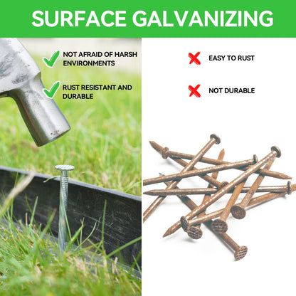 EISENSP 8 Inch Heavy Duty Landscape Stakes with Gasket Caps - 50 Sets Galvanized Spiral Garden Landscape Stakes Kit for Securing Weed Barrier Fabric, Artificial Turf, Tent and More