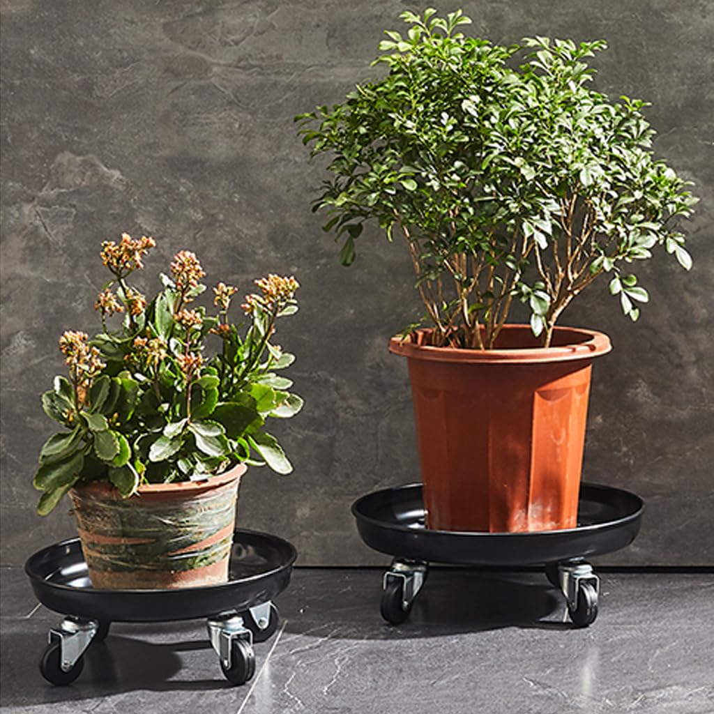 20" Heavy Duty Plant Dolly with Wheels, 380lbs Metal Rolling Plant Stand with Casters, Round Wheeled Planter Caddy Roller Base Carry Potted Tree Flower Pot for Indoor Outdoor Garden, 1 Pack, Black