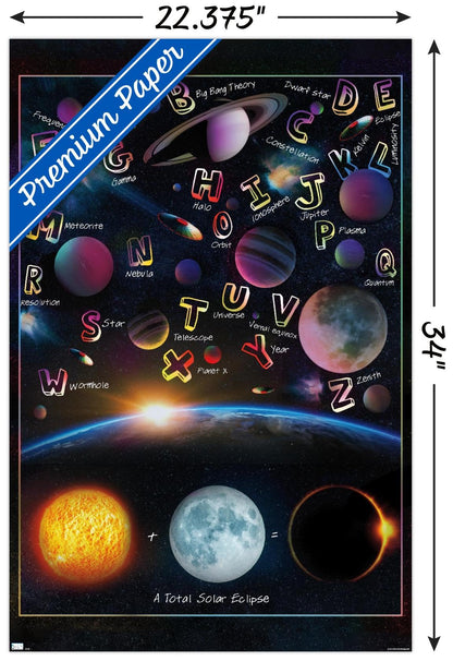 Trends International Ali Chris - The Solar System: Total Eclipse Letters Wall Poster, 34L x 22.4W, Premium Poster & Clip Bundle