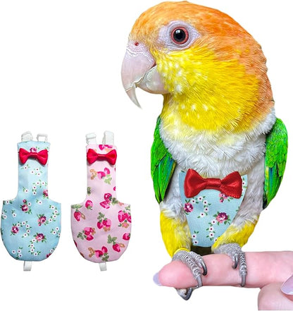 UKJENT Bird Diaper Protective Parrot Nappy 2 Pack, Reusable Outdoor Flight Suit with Waterproof Inner Layer, Machine Washable Cute Urine Wet Suit for Parrots Medium(M)