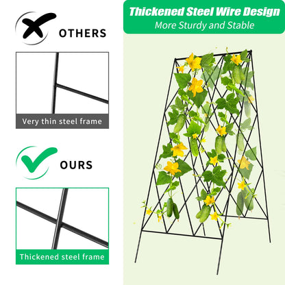 DoCred Cucumber Trellis, 2 Pack Metal Foldable A Frame Garden Trellis for Raised Bed Climbing Plants, Vegetables, Includes Plant Support Clips, Twist Ties, Plastic Ties, A Frame Trellis, Black