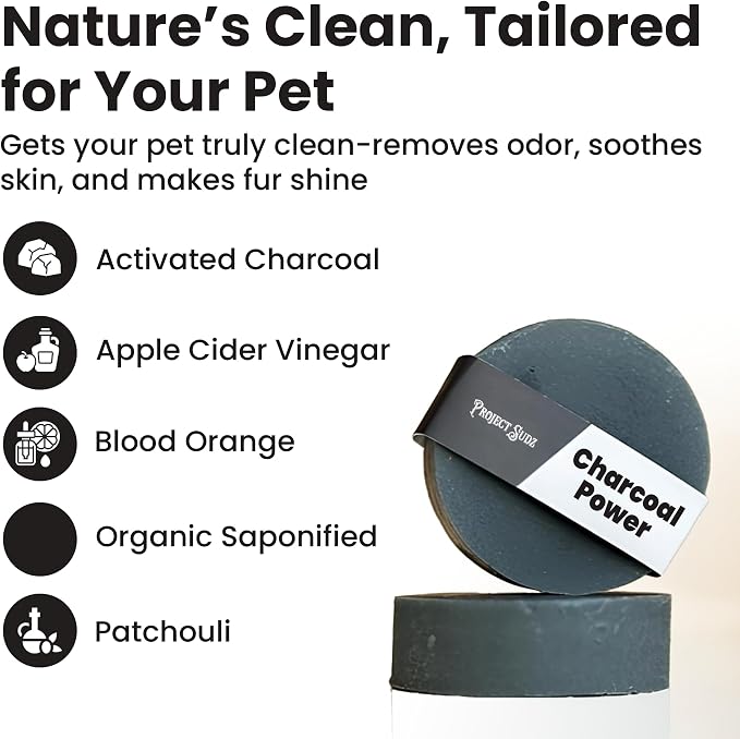 Project Sudz Activated Charcoal Organic Bar Shampoo for Dogs | Odor Eliminating, Deep Cleaning Natural Dog Bar (2)